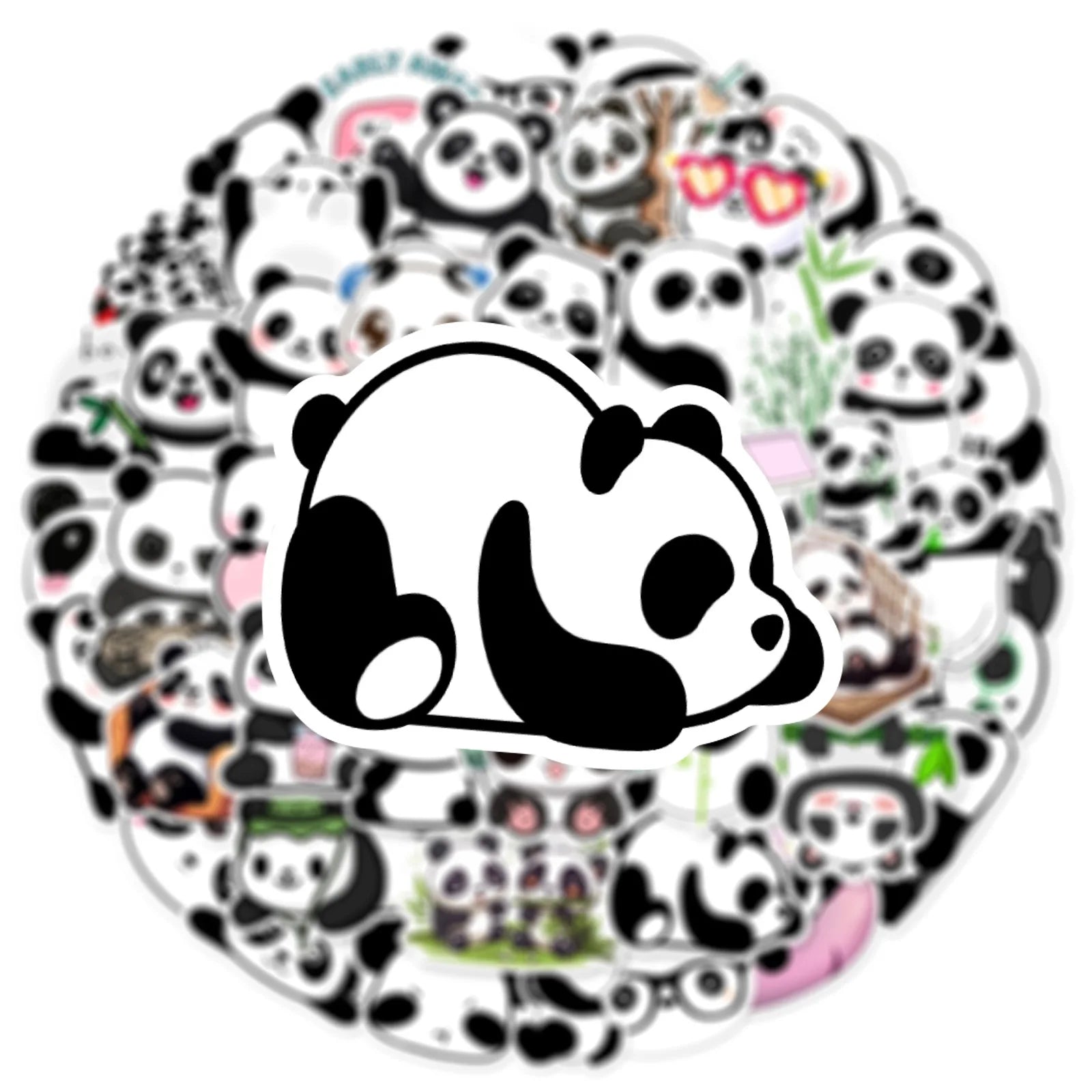 50PCS Cute Panda Graffiti Sticker Phone Case, Luggage, Water Cup, Tablet Guitar Waterproof Sticker