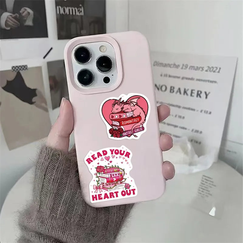 10/30/50PCS Pink Valentine's Day Book PVC Sticky Stickers Aesthetic DIY Colored Phone Laptop Luggage Skateboard Graffiti Decals