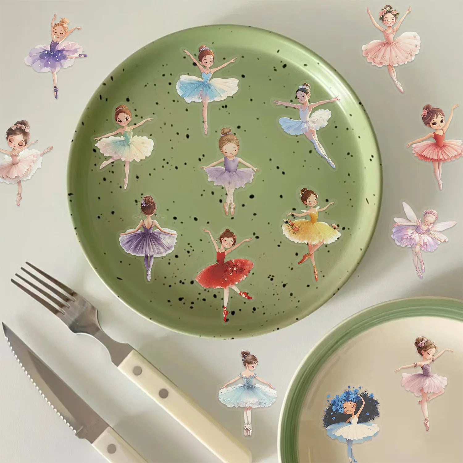 Variety Of 50PCS Transparent PET Cartoon Ballet Girl/Balloon Sticker Waterproof Decoration Guitar Notebook Stationary