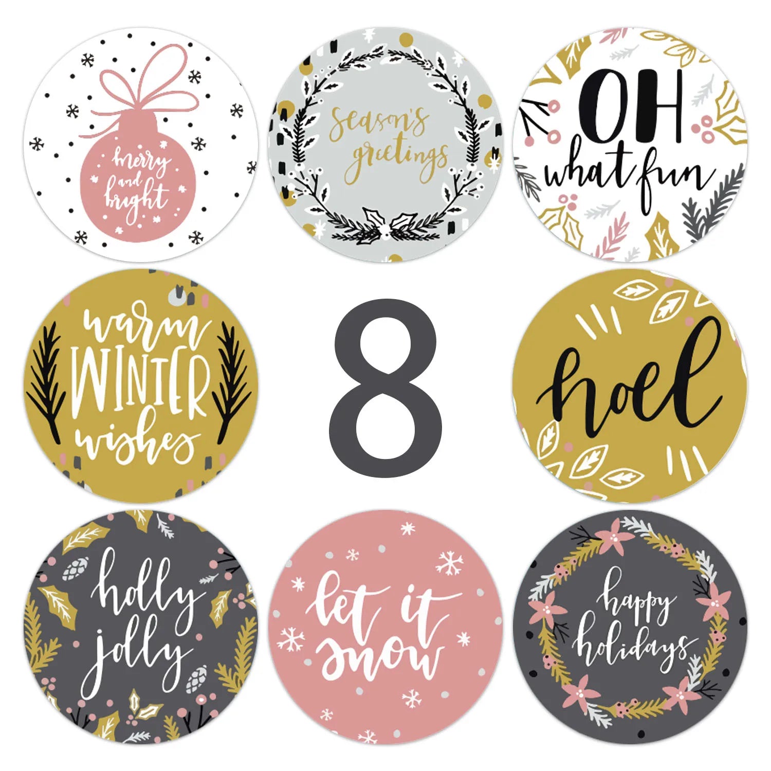 500pcs Merry Christmas Stickers 1 inch Round Christmas Tags Stickers for kids Gift Baking Package Envelope Stationery Decor