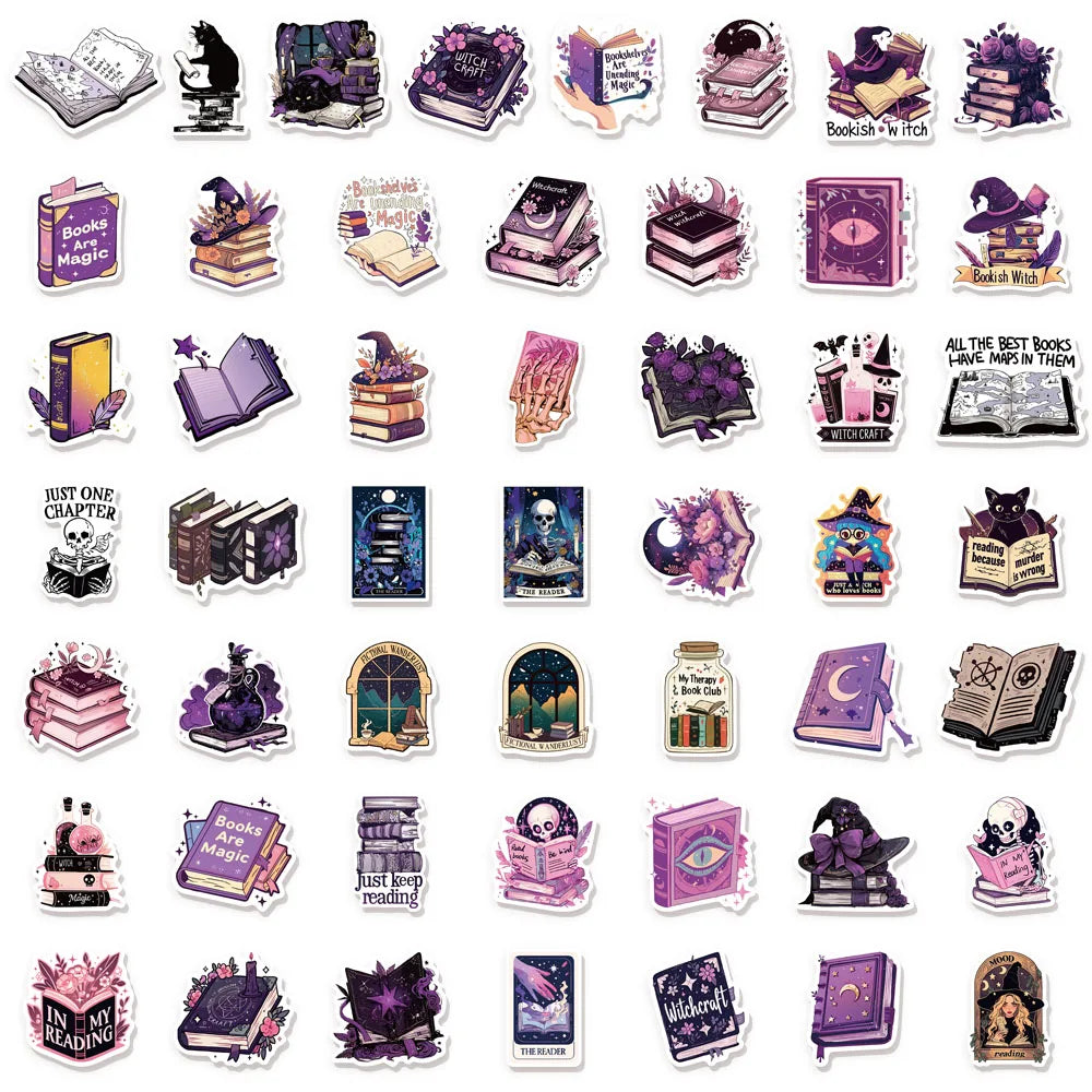 50/100PCS Witch Book Scroll Stickers Fun Graffiti DIY Manual This Label Decoration Phone Case Tablet Waterproof Stickers Toy