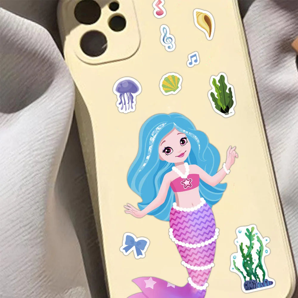 8/16PCS Creative Mermaid Sticker diy Notebook Handbook Sticker Material Sticker