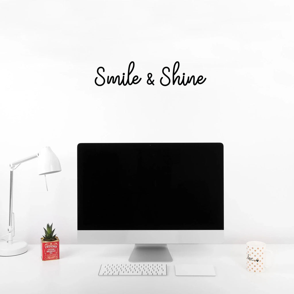 Smile & Shine - Black 4" x 18" Wall Art Decal Vinyl Sticker