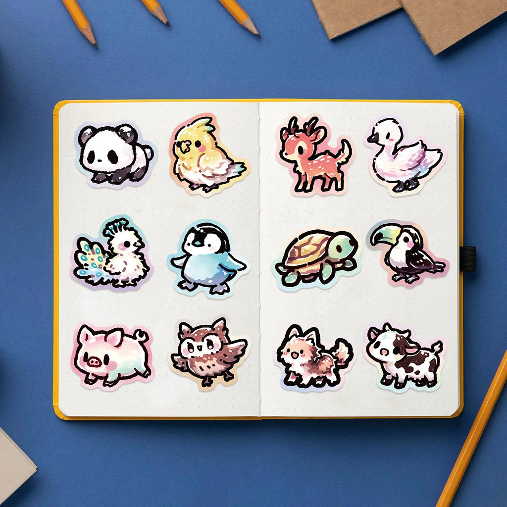 65PCS Animal Graffiti Cartoon Stickers Adhesive Waterproof Decoration Computer Stationery Creative Stickers