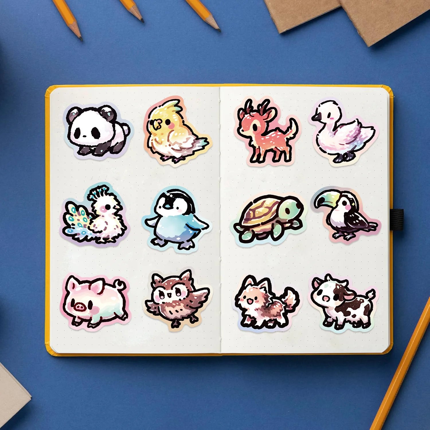 65PCS Animal Graffiti Cartoon Stickers Adhesive Waterproof Decoration Computer Stationery Creative Stickers