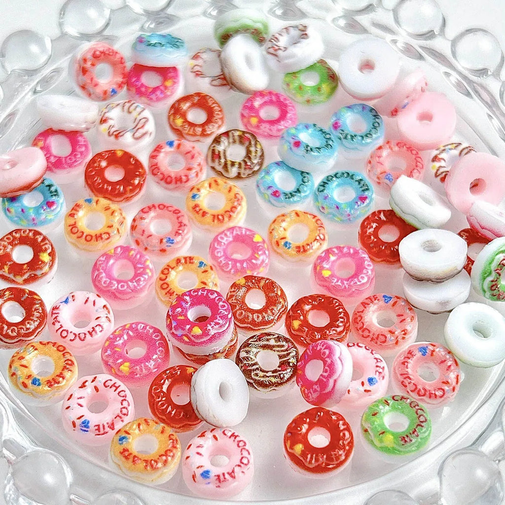 20PC Candy Nail Charms Lumious Cartoon Donut Nail ArtF Accessories Creative Simulated Painted Doughnut Nail Decorations Supplies