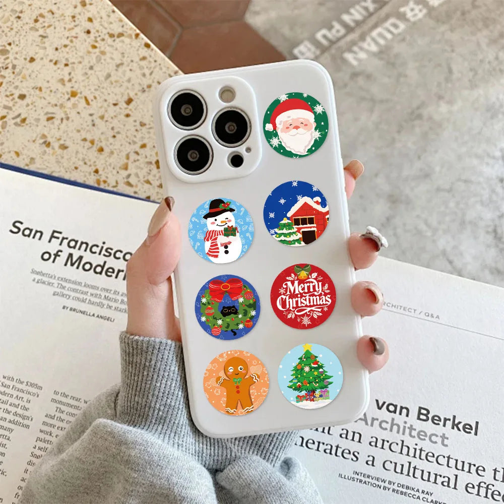 500PCS Cartoon Christmas Decoration Small Pattern Roll DIY Luggage Water Cup Handmade Scrapbook Christmas Gift Stickers