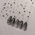 5D Luxury Star Nail Stickers Shiny Stars Black Silver Nail Decals Gilding Hollow Out Five-Pointed Nail Art Design Decorat Slider