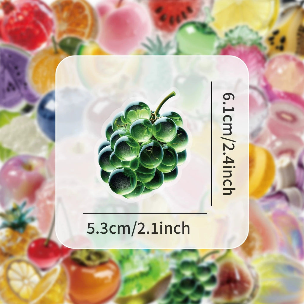 50/100PCS Transparent Fruit & Vegetable Food Stickers PET Waterproof Decor DIY Stationery Notebook