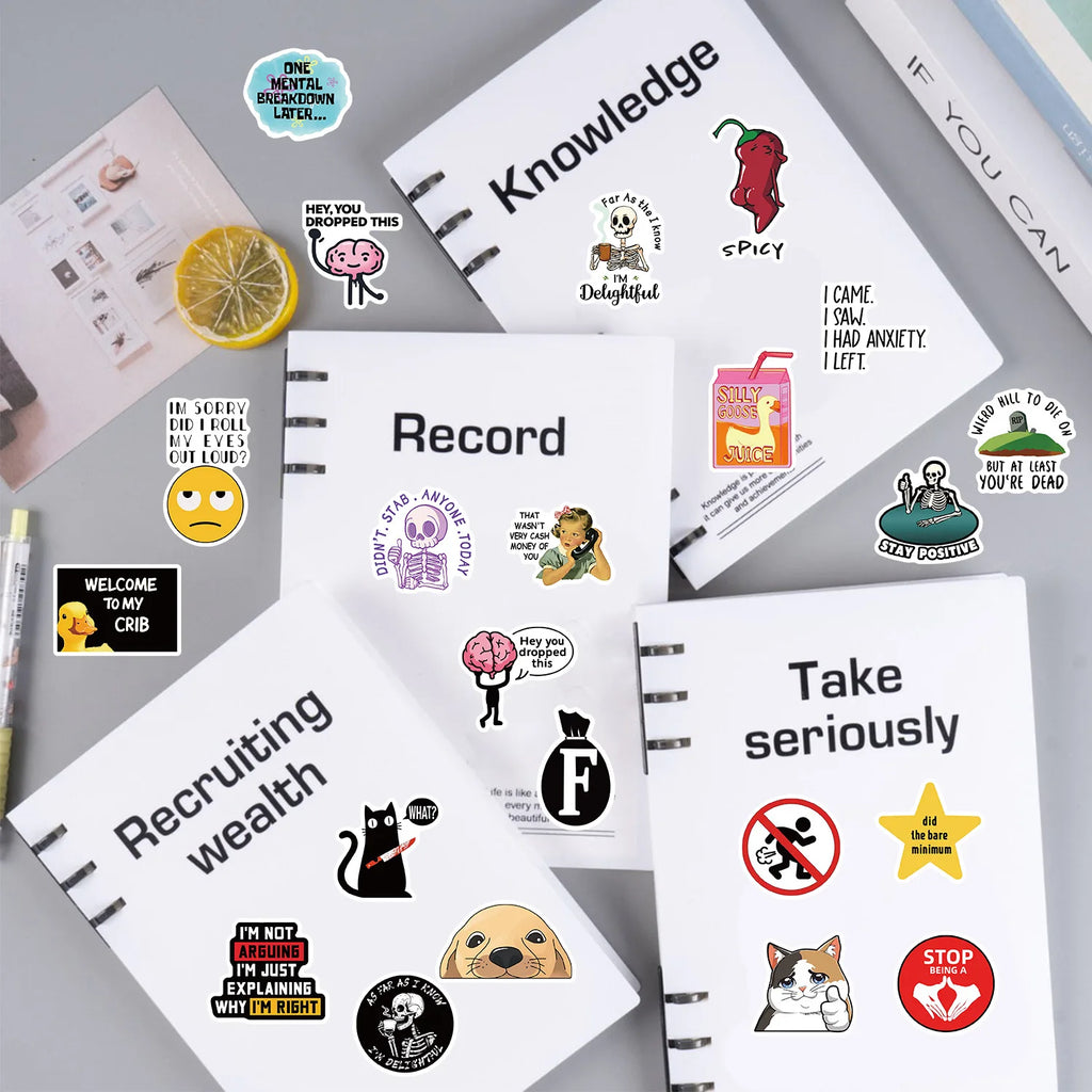 100Pcs Fun Prank Meme Stickers Decorate Guitar Notebook Luggage DIY Waterproof Children Stationary Stickers