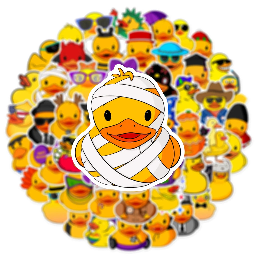 50pcs Duck Stickers,Cute Yellow Duck for Water Bottles,Duck Helmet Stickers