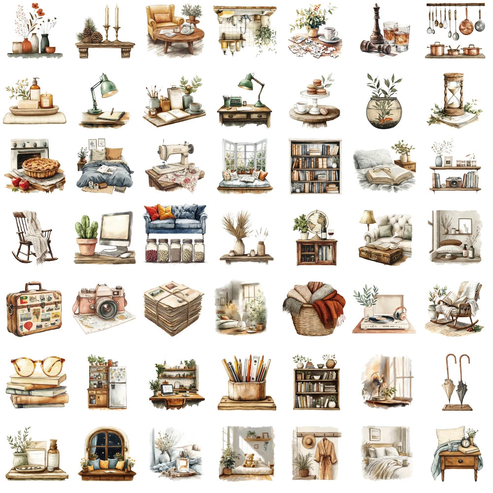 50PCS Home Art Stickers Motorcycle Laptop Stationery Waterproof Luggage Aesthetic Notebook Transparent Fun Graffiti Sticker