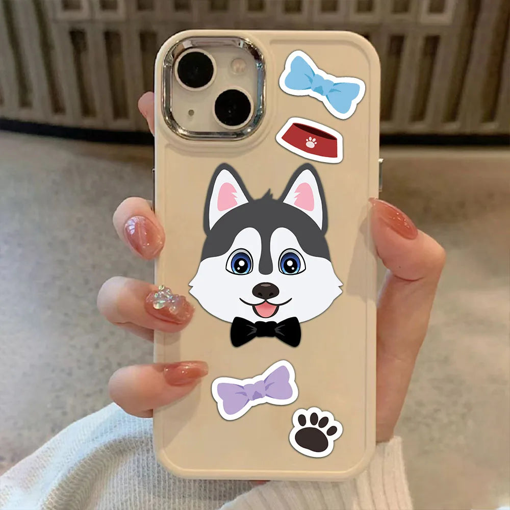 8PCS Dog Cartoon Face Changing Fun Puzzle Stickers DIY Handmade Clip Box Suitable for Tablet Speakers Puzzle Toy Stickers