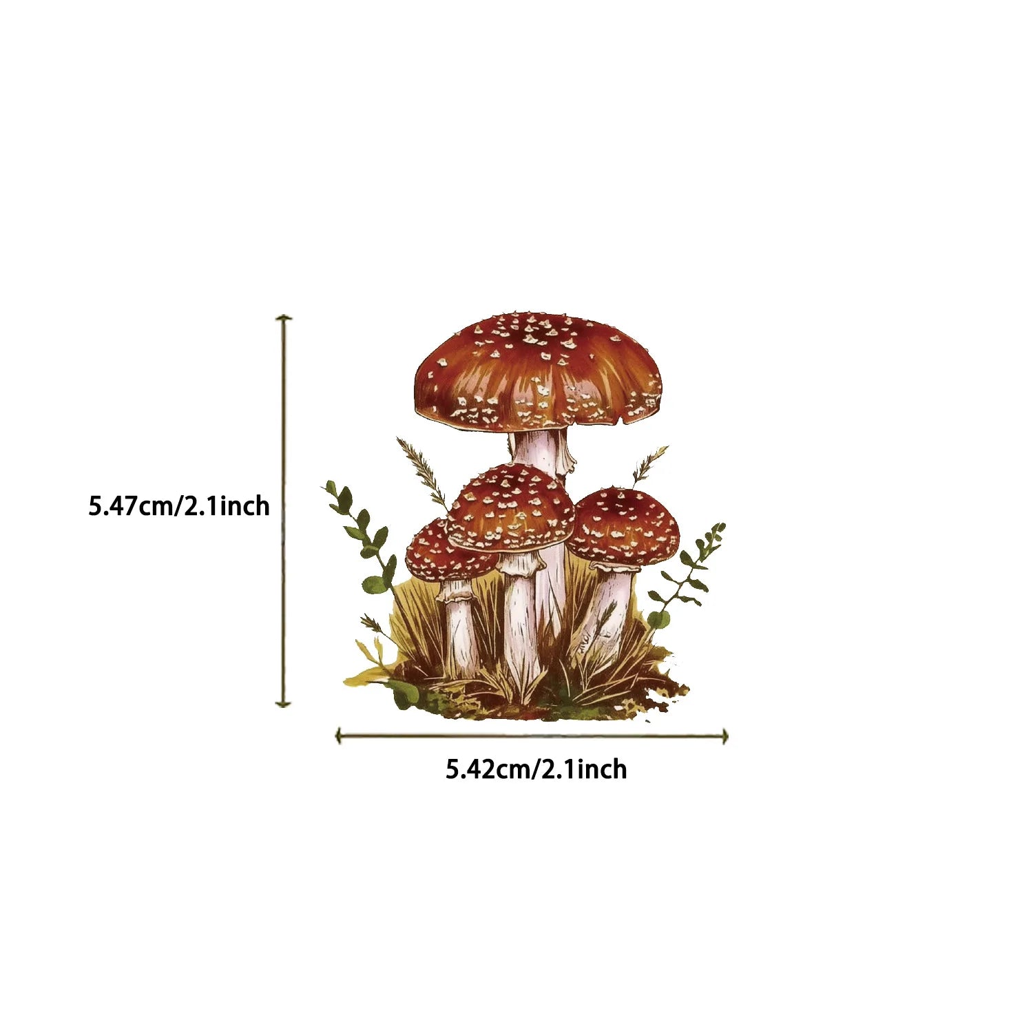 50Pcs Clear Cartoon Vintage Mushroom Stickers, Waterproof PET Children Stationery Decals Journal Guitar Notebook Decor Sticker
