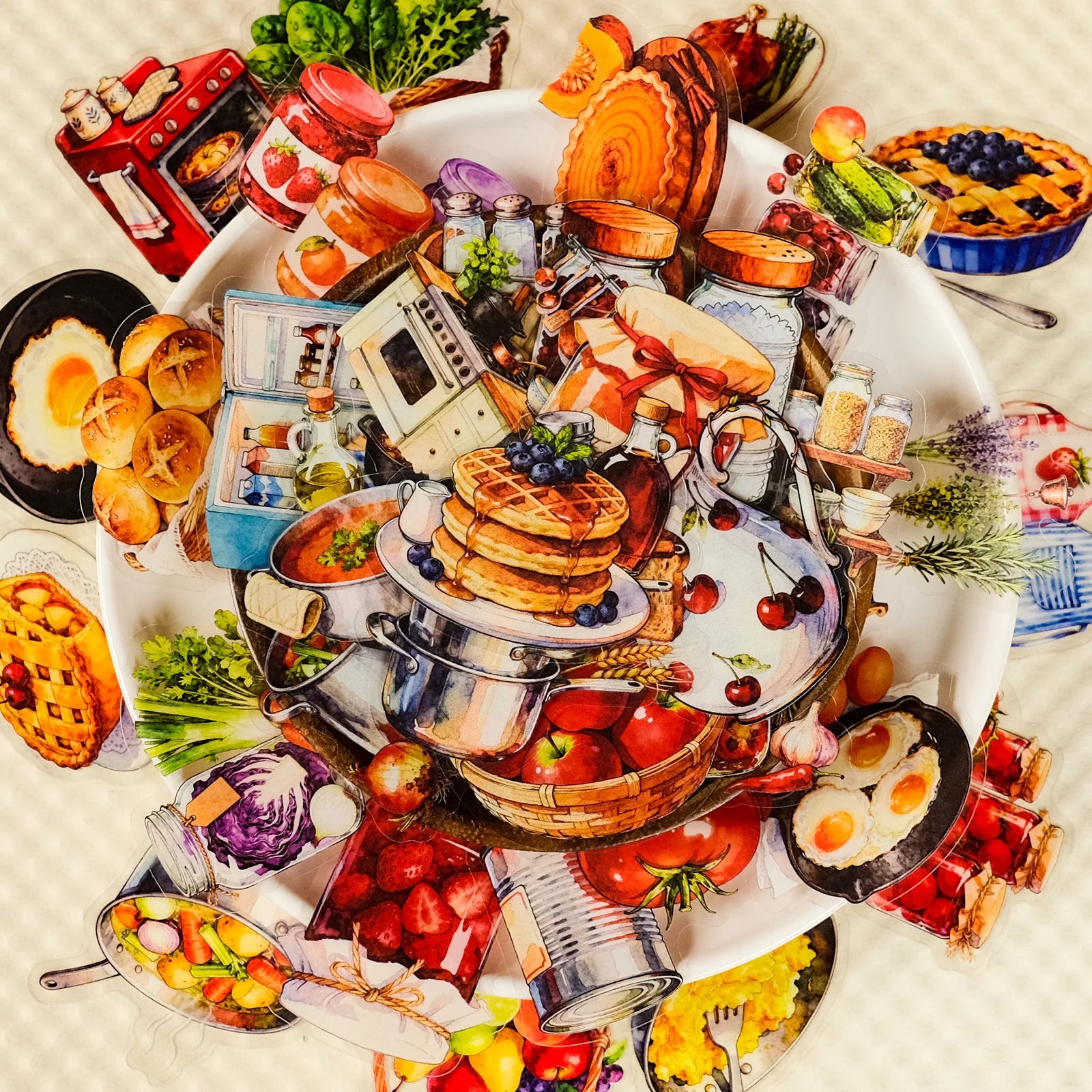 56/112Pcs BBQ Food Kitchen Theme PET Stickers, Stationery Notebook Phone Guitar Gift Box Luggage Fridge Decor Aesthetics Decals