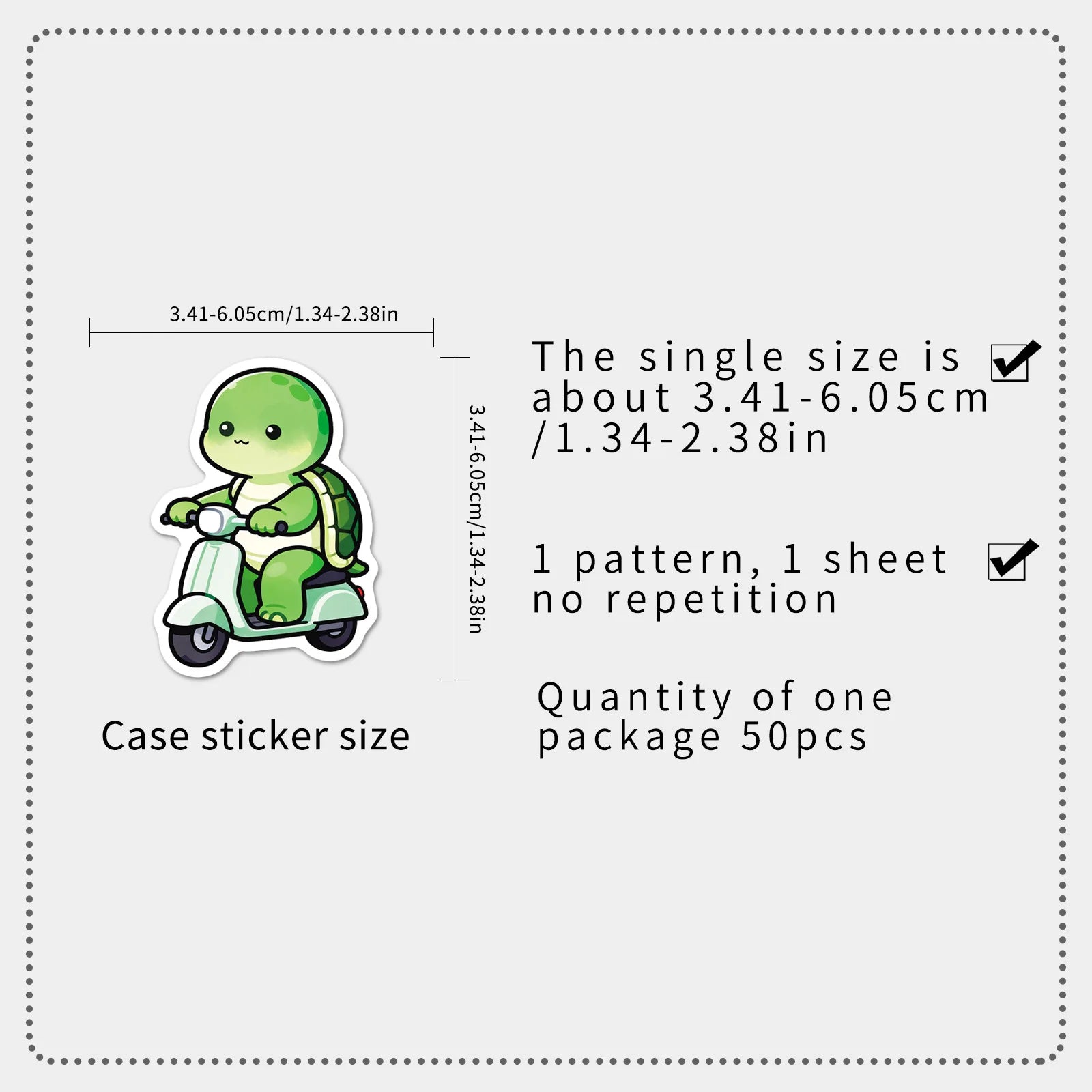 50/100PCS Bean Eye Turtle Sticker Cute Cartoon Animal Waterproof Decorative Mobile Phone Notebook Stationery Sticker