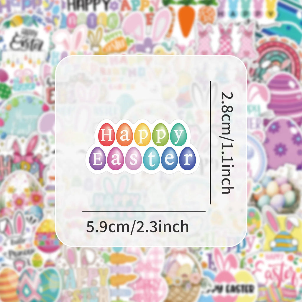 50/100PCS Cartoon Easter Stickers Festival Easter Egg Creative Notebook Water Bottle Waterproof Stickers
