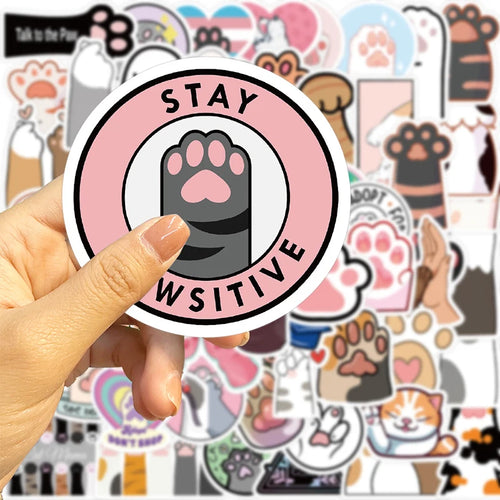 10/30/61PCS Cute Cat Paw PVC Sticker Aesthetic Children's Decoration Scrapbooking Korean Stationery School Supplies for Kids