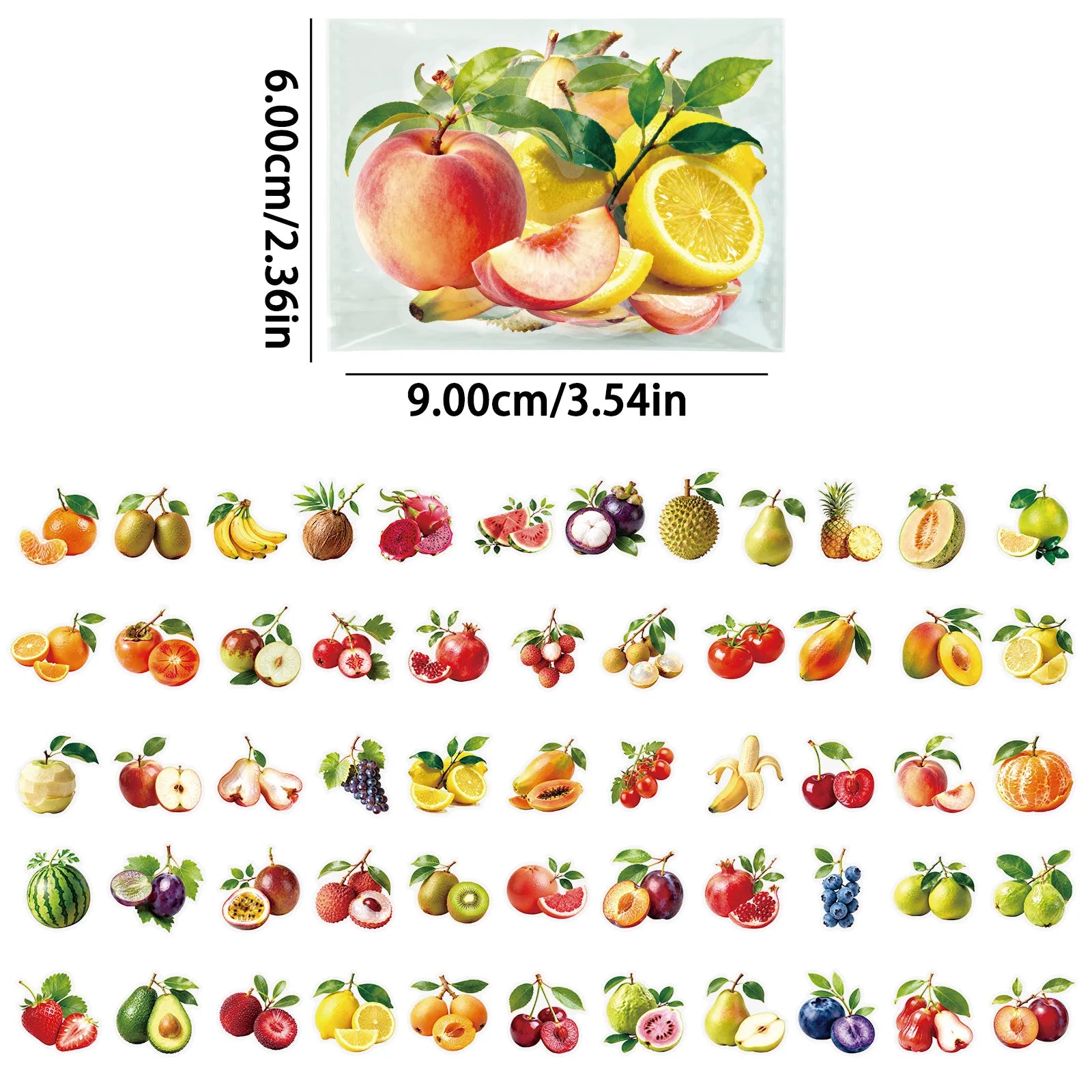 56/112PCS Various Realistic Fruit Transparent PET Stickers Stationery Decoration DIY Handmade Stationery Stickers