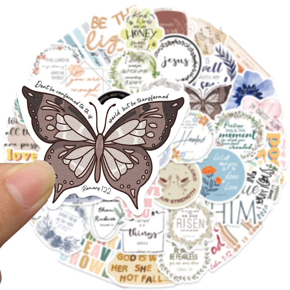 50/200PCS Bible Quote Sticker Packs for Decoration Pad Suitcases Phone DIY waterproof Kids Notebook Stationary tickers