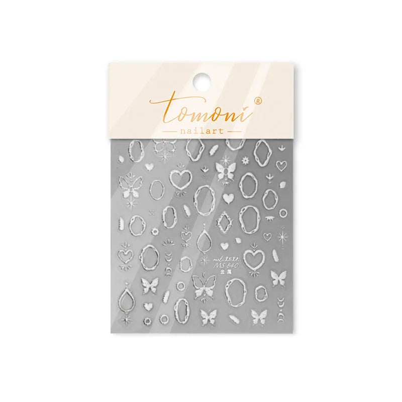 Gold Scepter Frames Nail Art Stickers Lavish Jewel Crown Patterns 5D Metal Nail Sticker Self Adhesive Manicure Decorat Decal DIY