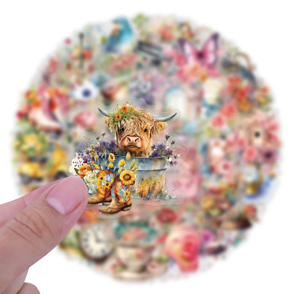 58PCS Transparent and Creative Graffiti Stickers for Luggage Water Cups Skateboards Notebooks Stationery Stickers