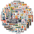 50PCS Creative Stamp Stickers Fashion Streetwear Laptop Phone FashionWaterproof Graffiti  Sunflower Scrapbook Desktop Sticker