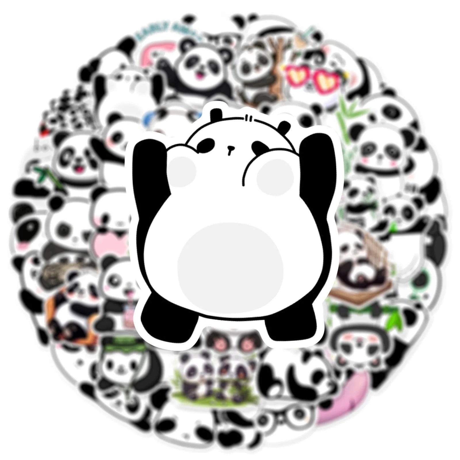 50PCS Cute Panda Graffiti Sticker Phone Case, Luggage, Water Cup, Tablet Guitar Waterproof Sticker