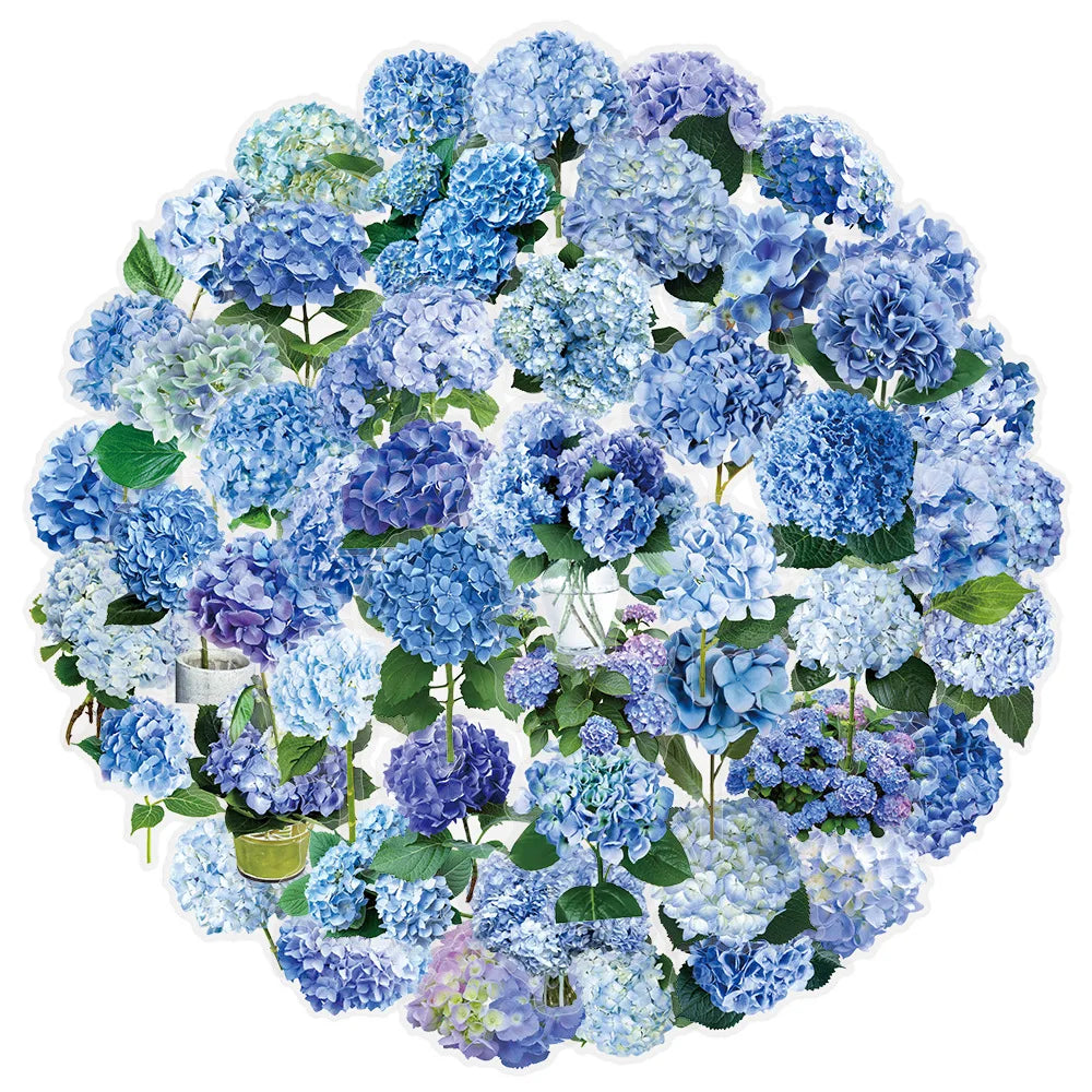 150PCS MIX Hydrangea & Sunflower & Daisy Graffiti Stickers Small Fresh Flowers Plant Decor Stationery Notebook Plastic Sticker