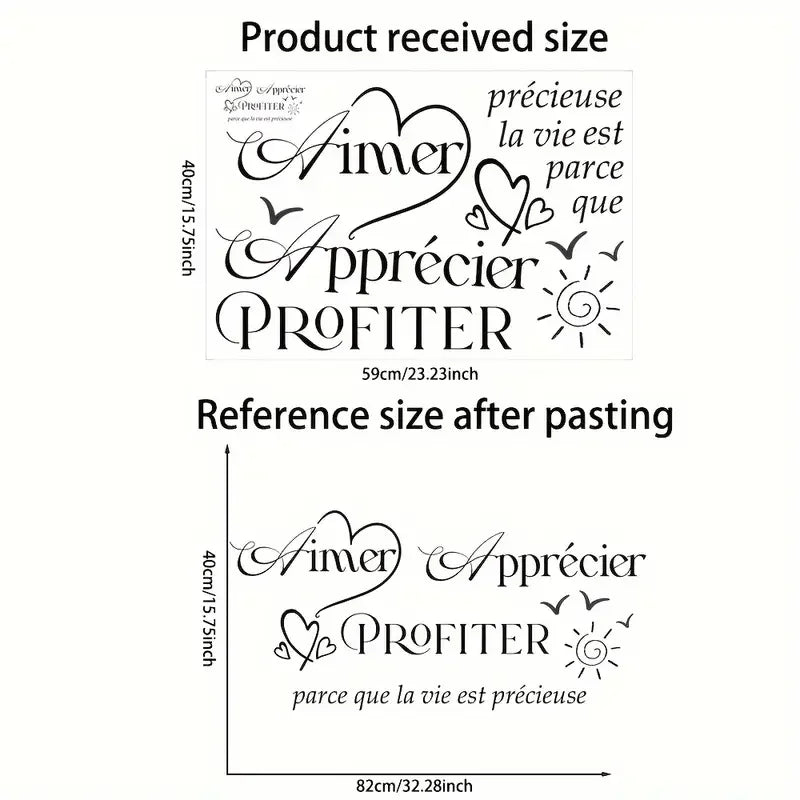 A Vinyl Wall Sticker Featuring a French Inspirational Quote, Suitable for Decorating Bedrooms, Living Rooms, Dining Areas, And S