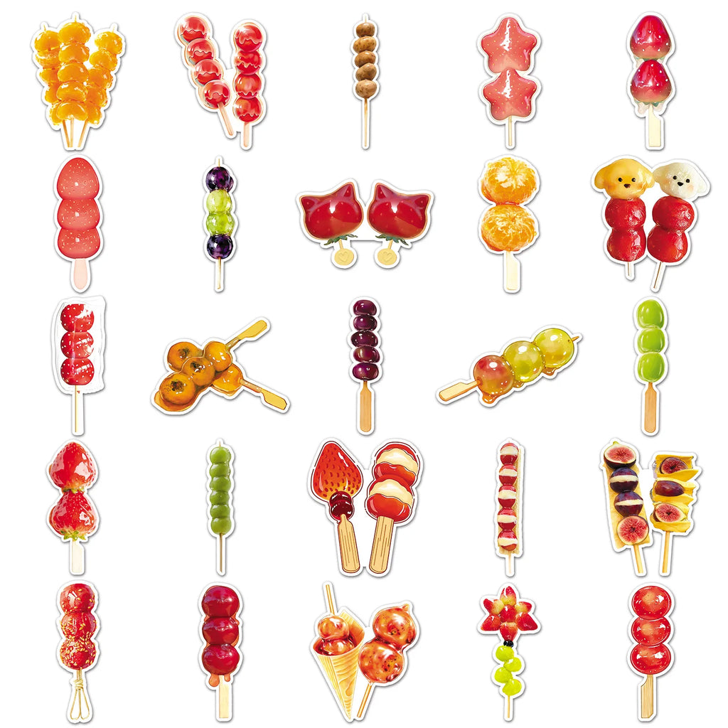 50/100PCS Cartoon Food Stickers Cartoon Graffiti Decoration Storage Box Notebook Stationery Stickers