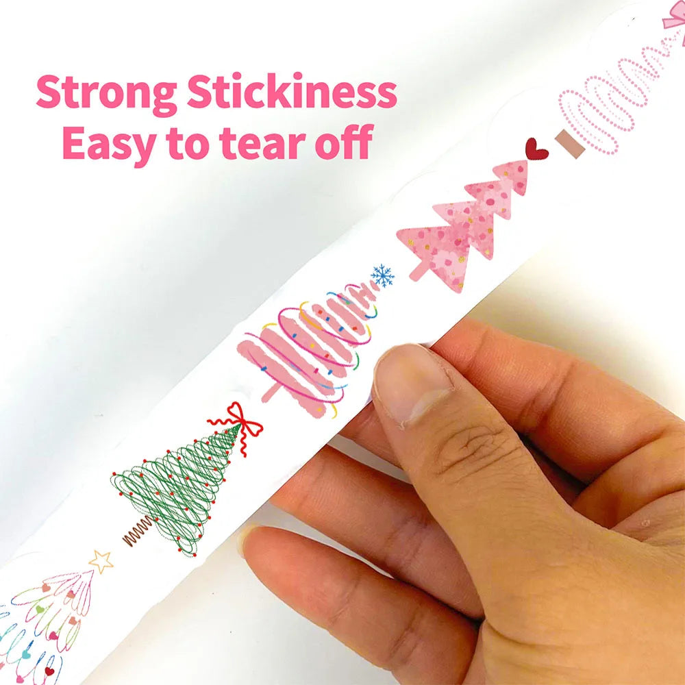 500PCS Christmas Tree Roll Sticker Catoon Laptop Phone Retro Bicycle Coffee Skateboard Personalize Art Waterproof Stickers