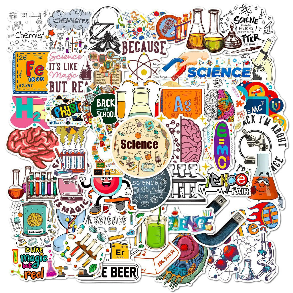 50/100PCS Chemical Equipment Laboratory Science Cartoon Laboratory Supplies Stickers Computer Notebook Stationery Stickers