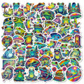 56/112 Pcs Reusable Cartoon Frog Decal Stickers for DIY Helmet Skateboard Guitar Piano Notebook Stationery Box Suitcase Fridge