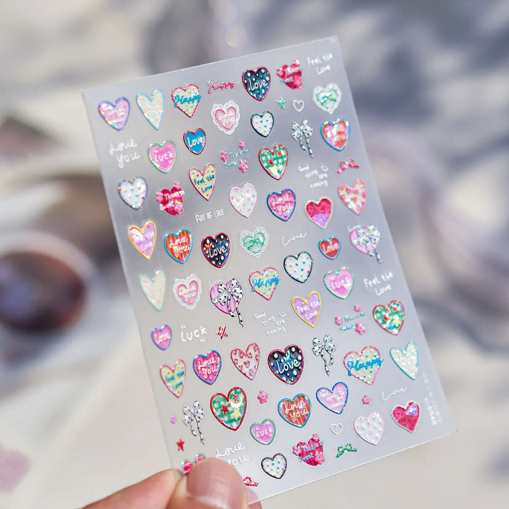 Cute Graffiti Nails Sticker 3D Simple Cat Claw Rabbit Bear Dog Flower Lovely Animal Fruit Adhesive 5D Embossed Nail Art Stickers