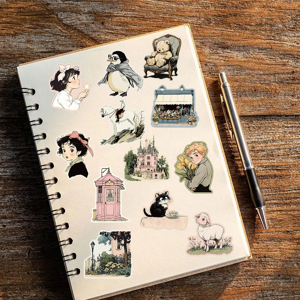 50PCS Comic World Sticker Graffiti  Aesthetic Reading Laptop Luggage Scrapbooking Decals Waterproof Luggage Phone Decals ﻿