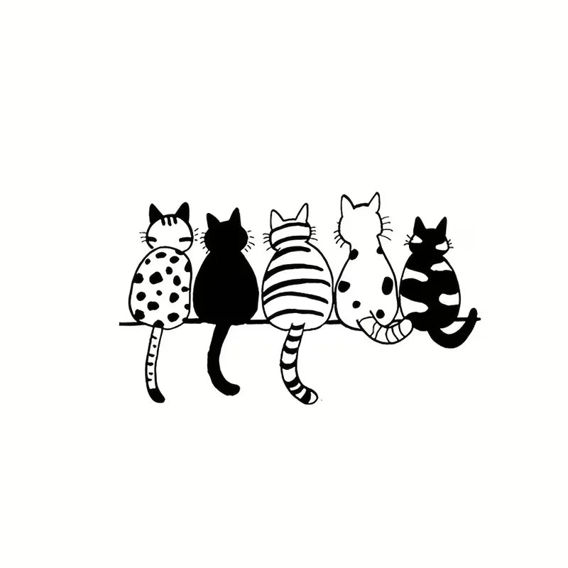 New Black Five Cats Back Wall Stickers Living Room Bedroom Entrance Glass Showcase Cabinet Removable Self Adhesive Decorative Pa