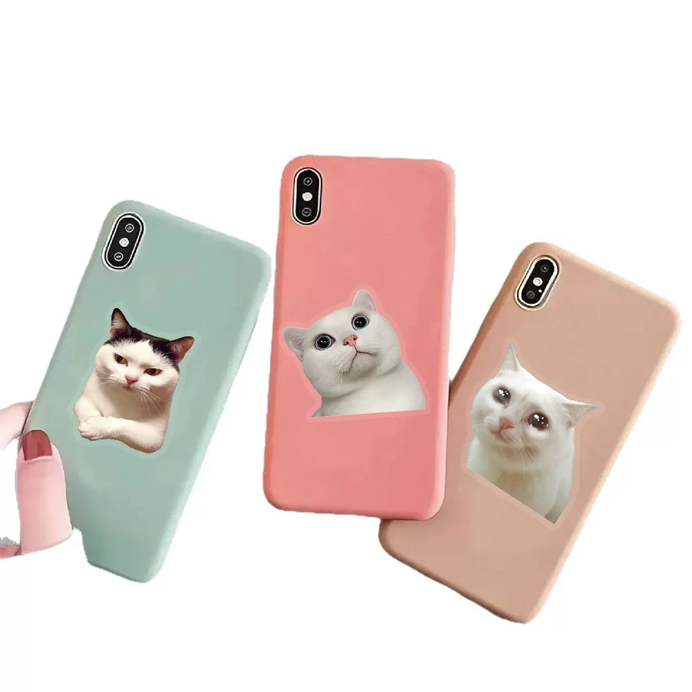 50PCS Cute and Funny Cat Stickers DIY Phone Cases Laptop Refrigerator Stickers Desktop Stickers Waterproof Toy Stickers