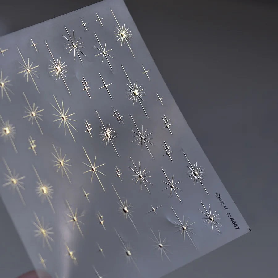 Gold-embossed Nail Stickers 5D Laser Powder Dazzling Gold and Silver Stickers On Nails DIY Wedding Nail Decoration Parts Decals
