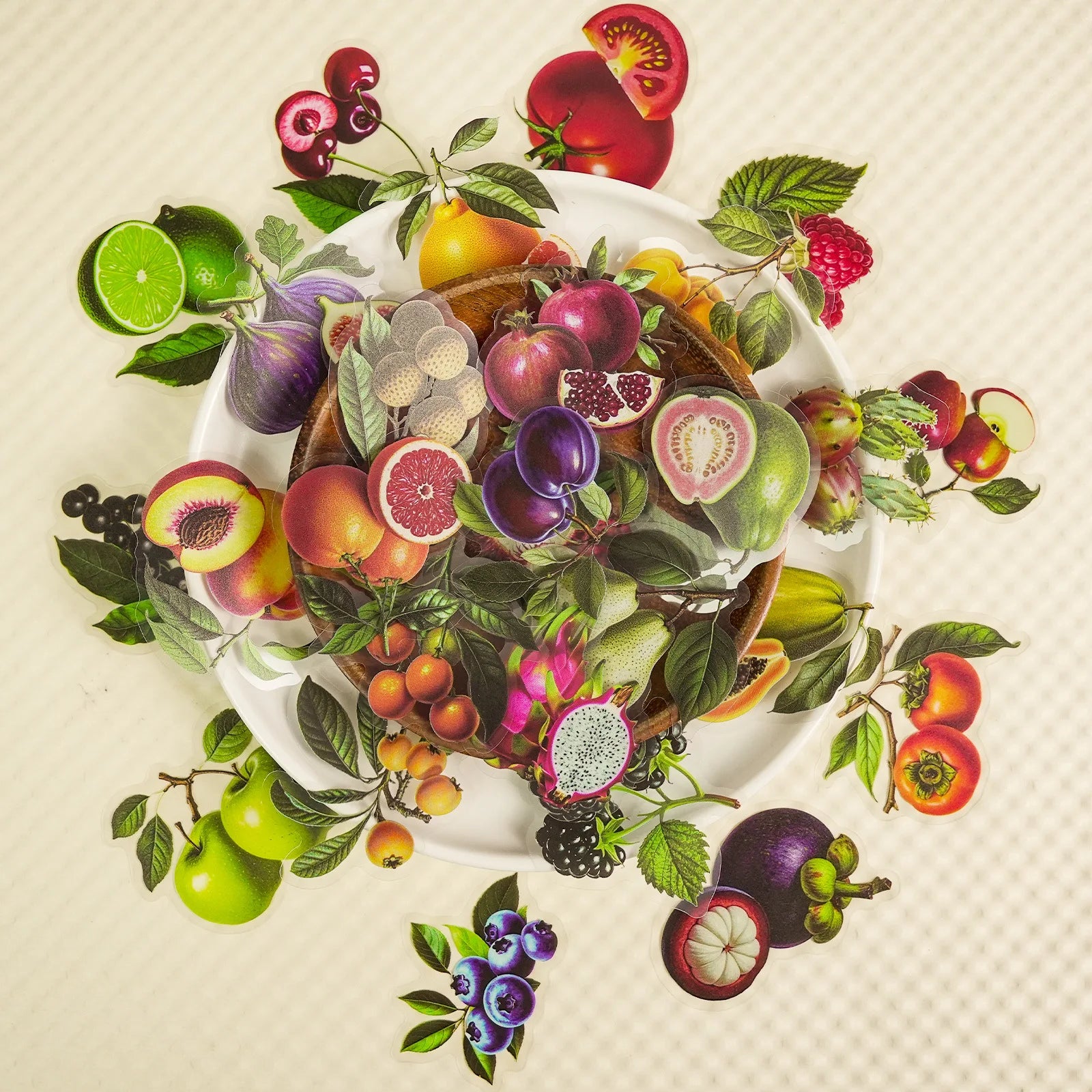 56/112 Pcs New Realistic Plant Fruit Clear PET Waterproof Stickers for Atmosphere Decor Fridge Cabinet Drawer Lunch Box Notebook