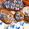 56PCS Cartoon Blue Butterfly PET Sticky Sticker Aesthetic Tear Open DIY Decoration Scrapbooking Sketchbook Supplies for Kids