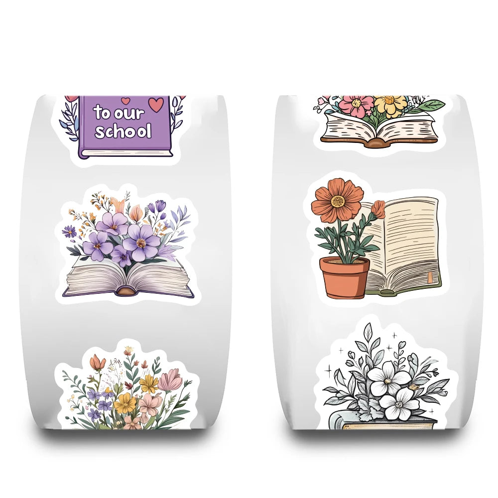 500PCS Reading Flowers Roll Stickers Notebook Laptops Graffiti DIY Gift Phone Home Decorative Waterproof Aesthetic Stickers