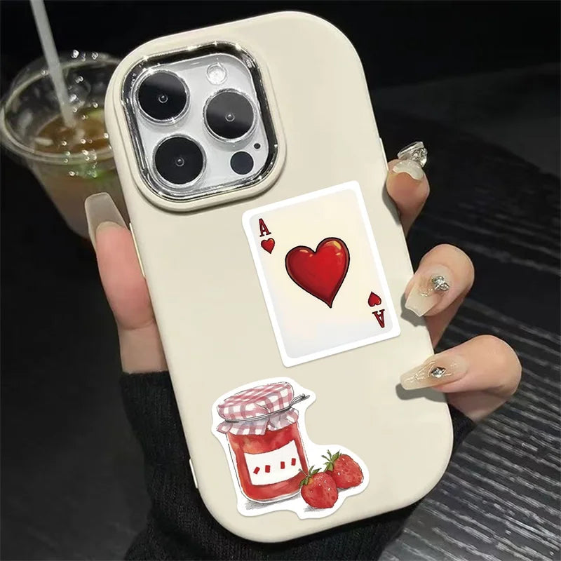 10/30/50PCS Kawaii Red Cherry PVC Sticky Sticker Aesthetic DIY Decoration Scrapbooking School Supplies for Kids