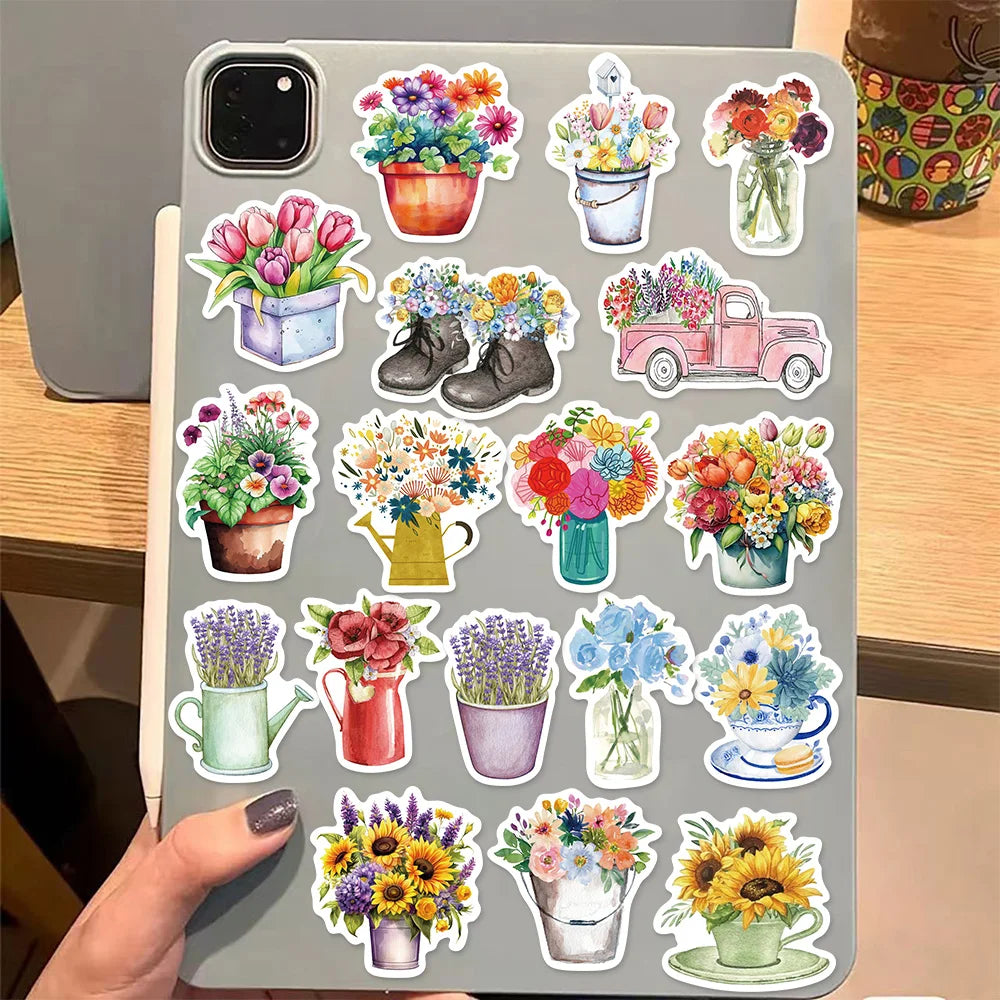 50PCS Transparent Cartoon Christmas Bottle Gift Decorative Stickers DIY Handmade Album Fixed Phone Laptop Sticker Toys