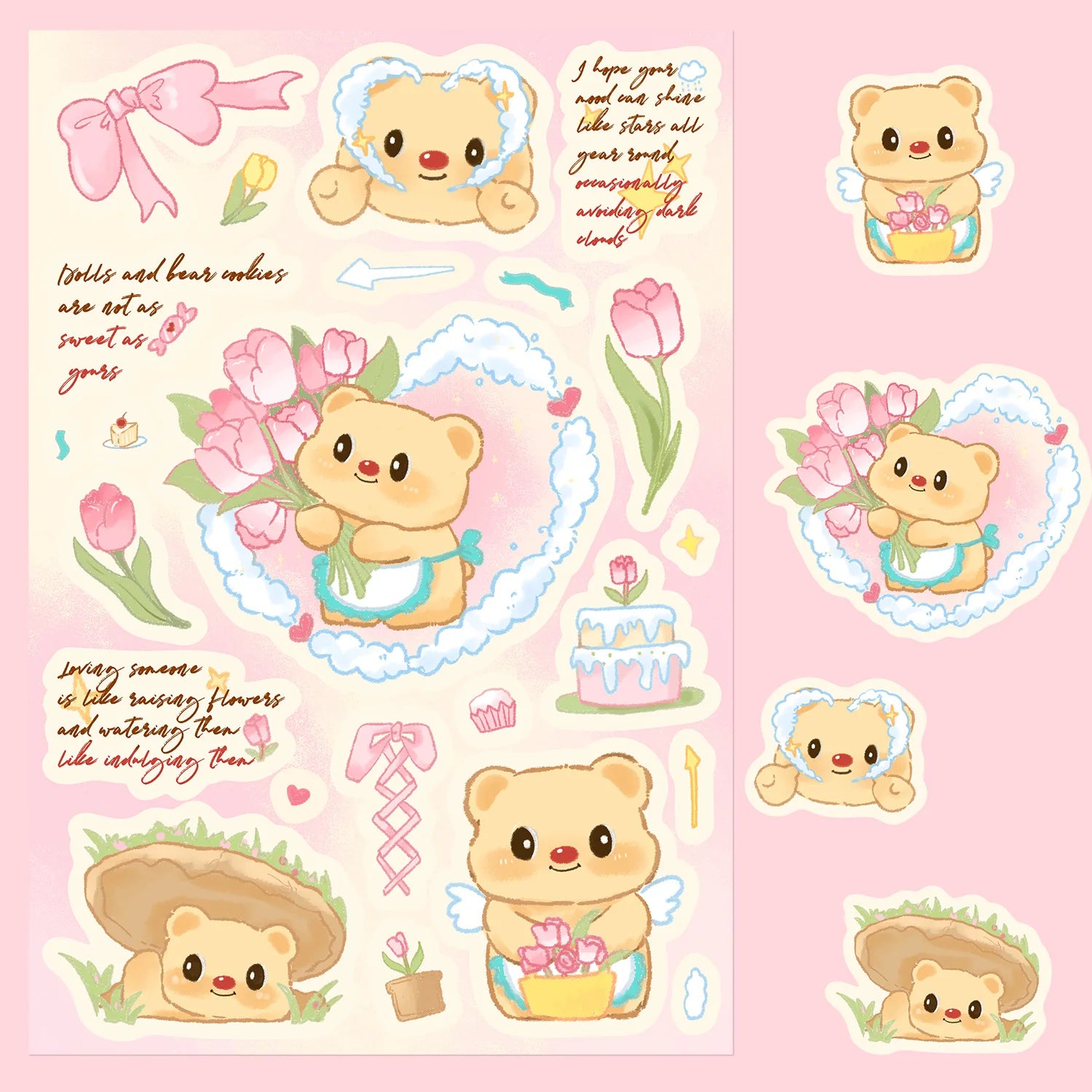 8PCS Butter Bear Cute and Fun Graffiti Stickers Toy DIY Manual Luggage Motorcycle Laptop Luggage Stickers