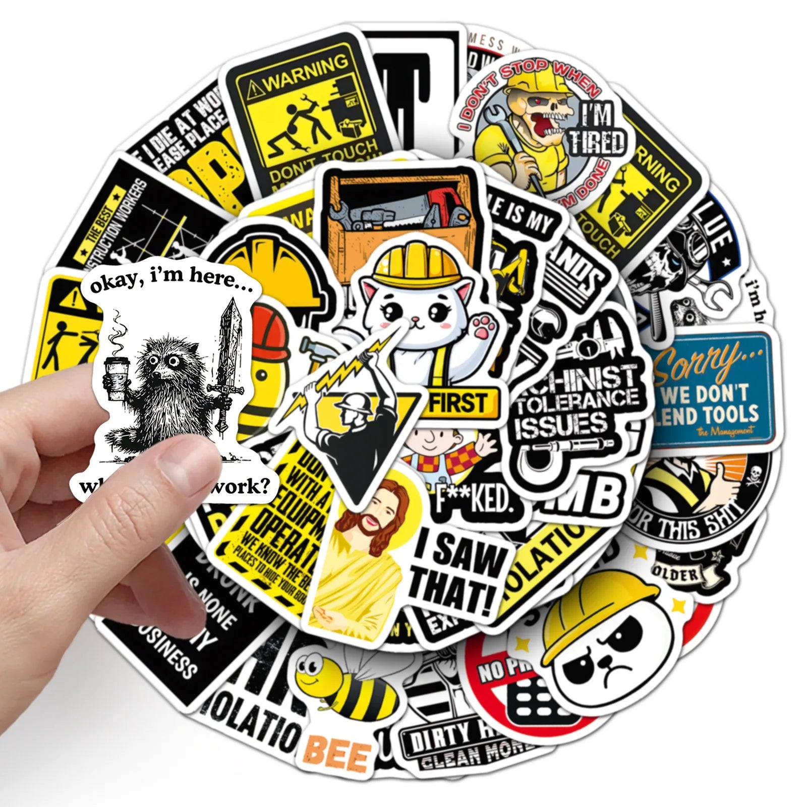 50PCS Safety Helmet Slogan Stickers, Warning Signs Stationery Computer Helmet Suitcase Decora Art Stickers