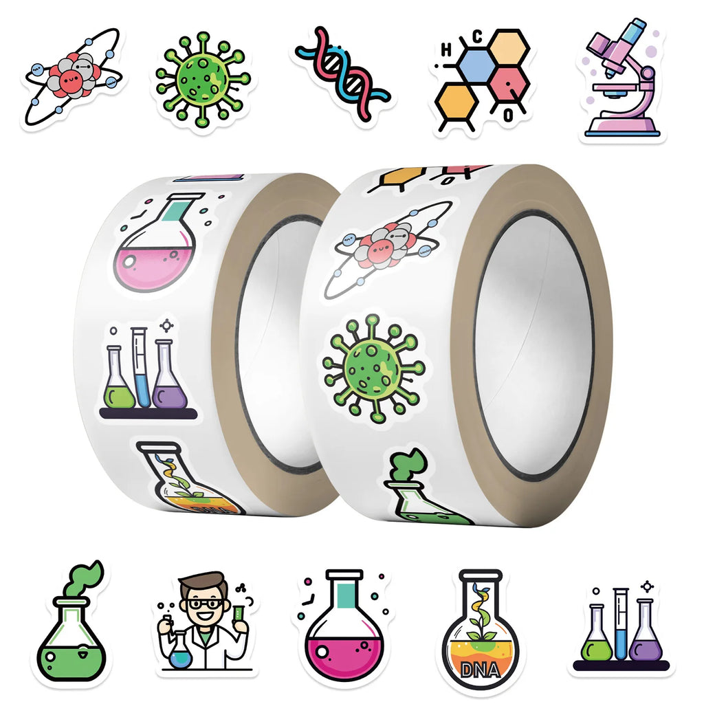 500PCS Cartoon Chemistry Experiment Decorative Stationery Notebook Children Reward Circular Stickers