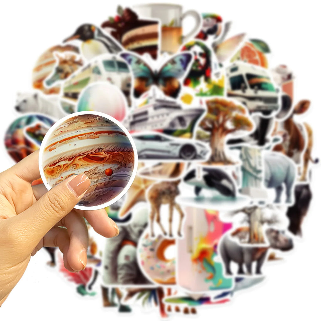 50/100PCS Simple Illustration Stickers Graffiti Stickers Guitar Notebook Luggage DIY Waterproof Stickers