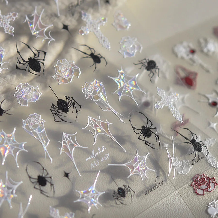 Jelly Halloween Skeleton Stickers Nail Art Cool Evil dark style decorative Nails Sticker DIY Trendy Manicure Ornaments Supplier
