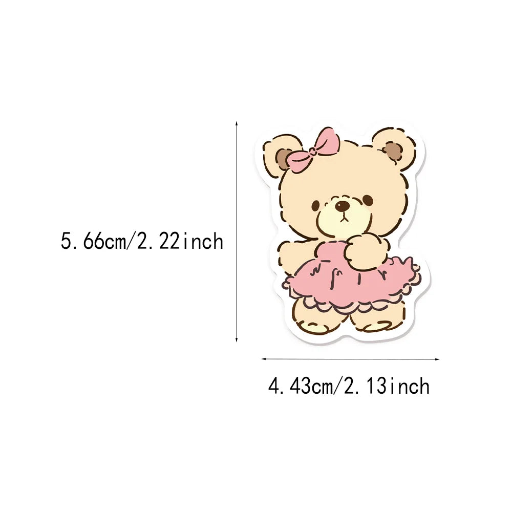50PCS Cute Bear Pink Stickers Ins Style Cartoon Stickers Decoration DIY Phone Case Laptop Tablet Toy Stickers